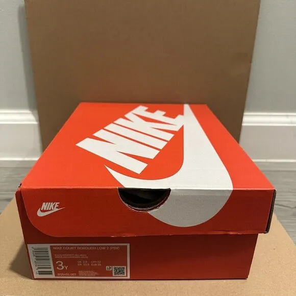 Nike Court Borough Low 2 Pre-School Kids (Size 3Y) Black/Red (BQ5451 007)
