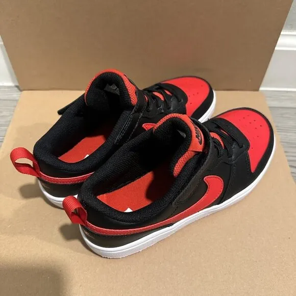Nike Court Borough Low 2 Pre-School Kids (Size 3Y) Black/Red (BQ5451 007)