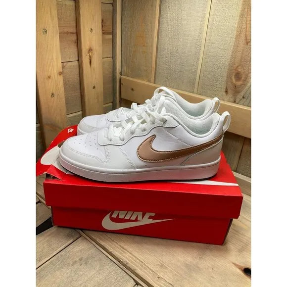 NIKE Court Borough Low 7Y GS White Bronze Junior Kids Shoes BQ5448-116