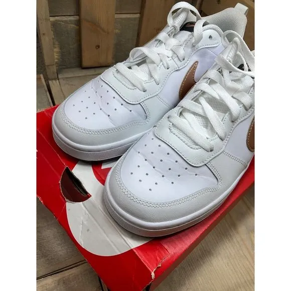 NIKE Court Borough Low 7Y GS White Bronze Junior Kids Shoes BQ5448-116