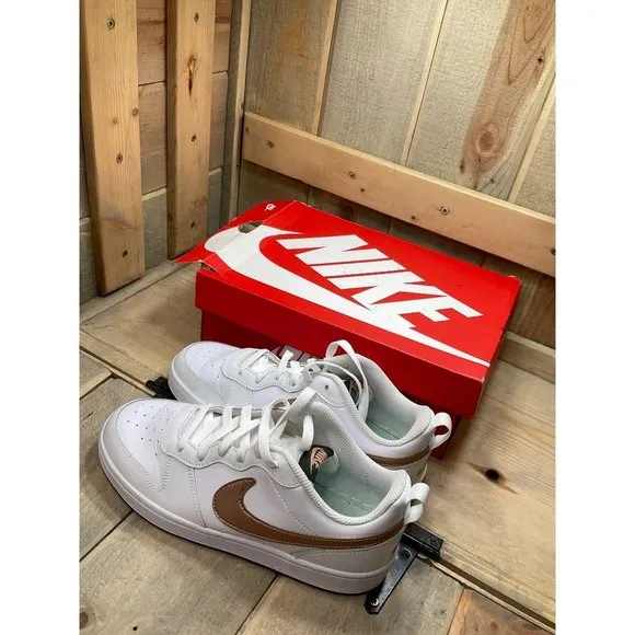 NIKE Court Borough Low 7Y GS White Bronze Junior Kids Shoes BQ5448-116