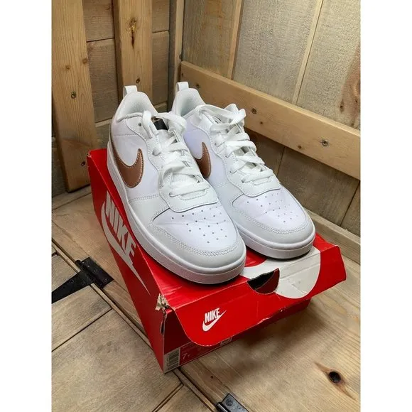 NIKE Court Borough Low 7Y GS White Bronze Junior Kids Shoes BQ5448-116