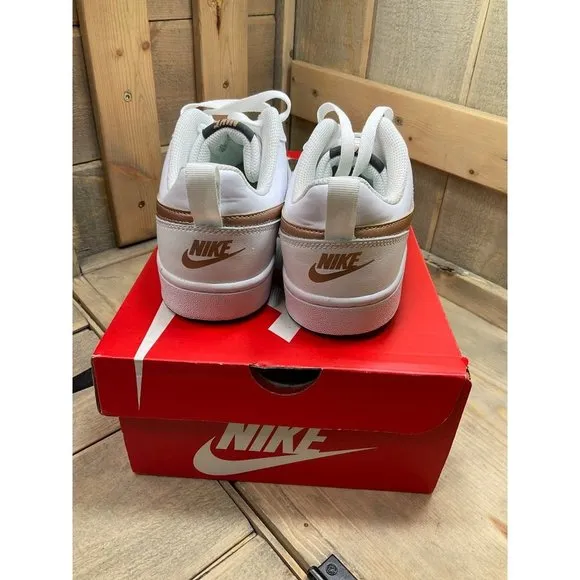 NIKE Court Borough Low 7Y GS White Bronze Junior Kids Shoes BQ5448-116