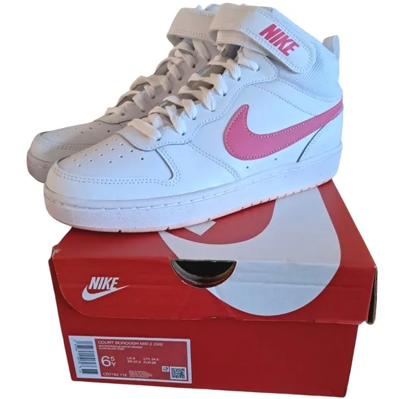 Nike Court Borough Mid 2 (GS) Girls Shoes Sneakers Various Sizes Wht/ Pinksicle