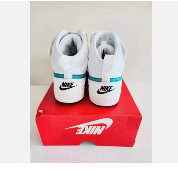 Nike Court Borough Mid 2 GS White Aquamarine Black Shoes CD7782 117