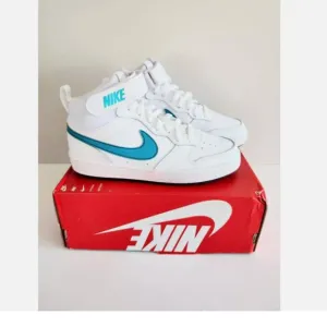Nike Court Borough Mid 2 GS White Aquamarine Black Shoes CD7782 117