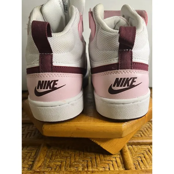 Nike Court Borough Mid 2 (GS) White/Dark Beetroot-Pink(CD7782 104) US SZ 6.5Y