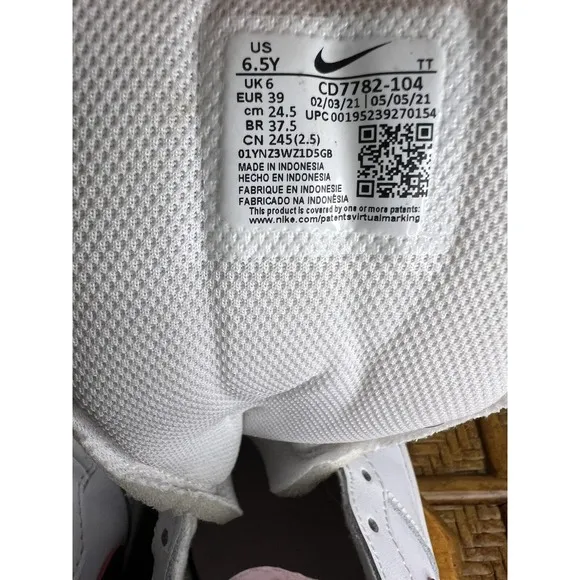 Nike Court Borough Mid 2 (GS) White/Dark Beetroot-Pink(CD7782 104) US SZ 6.5Y