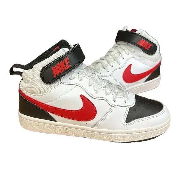 Nike Court Borough Mid 2 High-Top CD7782-110 White Red Shoes Sneakers US 4.5Y