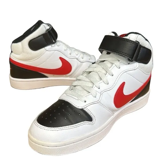 Nike Court Borough Mid 2 High-Top CD7782-110 White Red Shoes Sneakers US 4.5Y