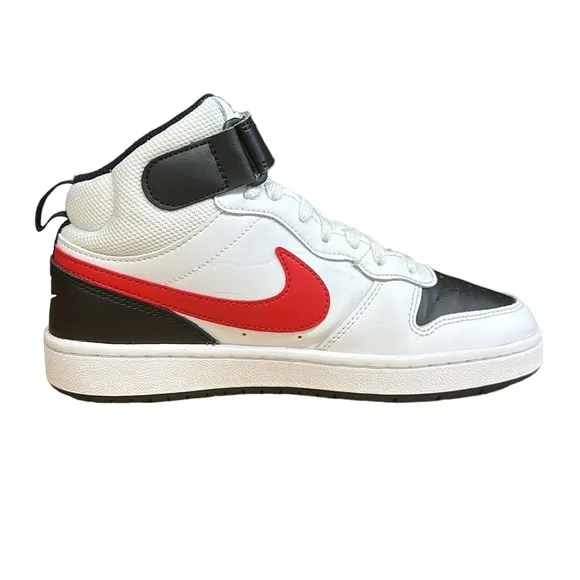 Nike Court Borough Mid 2 High-Top CD7782-110 White Red Shoes Sneakers US 4.5Y