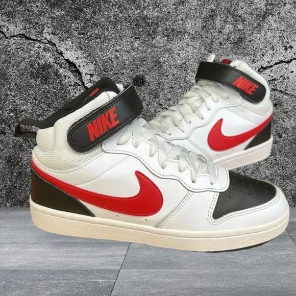 Nike Court Borough Mid 2 High-Top CD7782-110 White Red Shoes Sneakers US 4.5Y