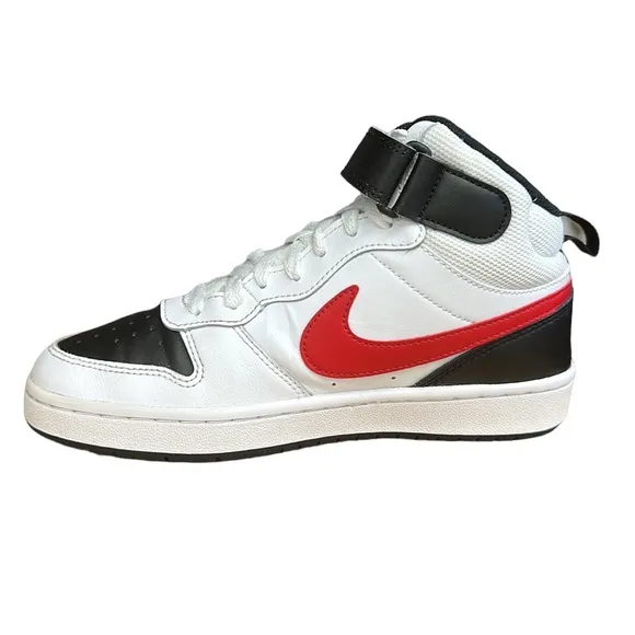 Nike Court Borough Mid 2 High-Top CD7782-110 White Red Shoes Sneakers US 4.5Y