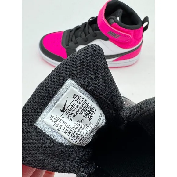 Nike Court Borough Mid 2 Pink Black Sneakers Size 11C
