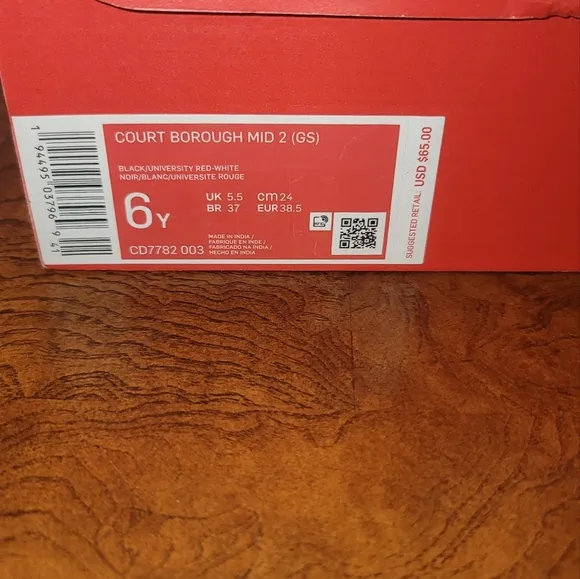 Nike Court Borough Mid 2 Red Black White Shoes Sneakers