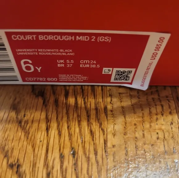 Nike Court Borough Mid 2 Red White Black Shoes Sneakers