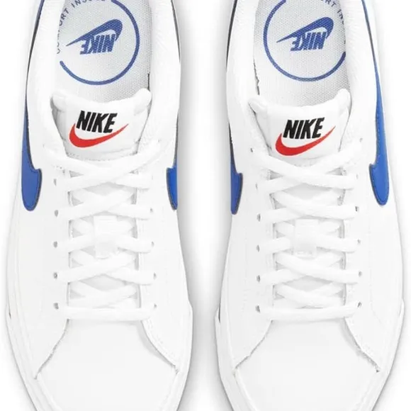 Nike Court Legacy White Sneakers with Blue Accents Sz 7Y