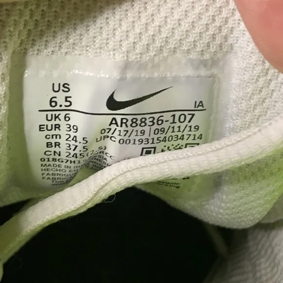 NIKE Court Lite 2 Volt Mens Shoes Size 6.5 White Green AR8836-107 Sneakers