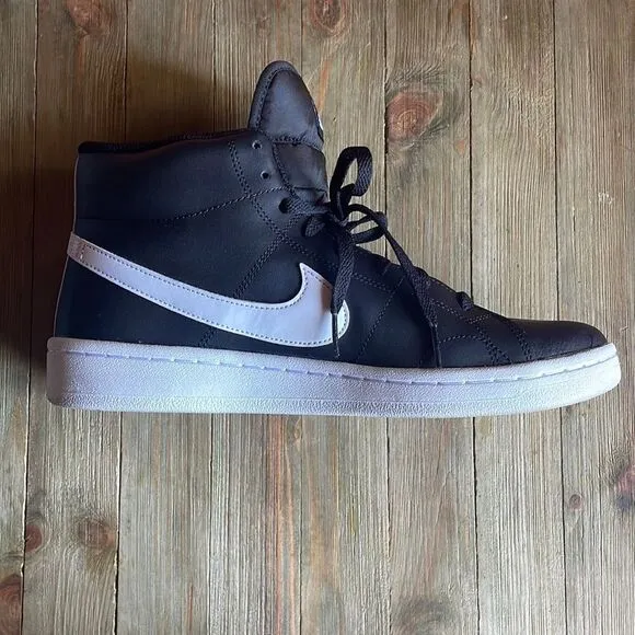 Nike Court Royale 2 Mid Men's Hightop Black Onyx White Swoosh Lounge Sneakers