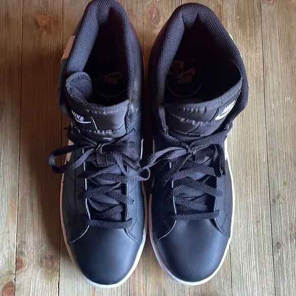 Nike Court Royale 2 Mid Men's Hightop Black Onyx White Swoosh Lounge Sneakers