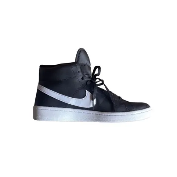 Nike Court Royale 2 Mid Men's Hightop Black Onyx White Swoosh Lounge Sneakers