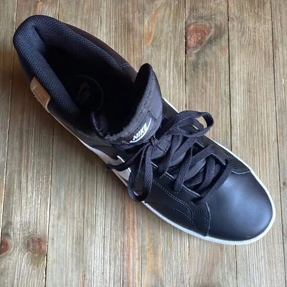 Nike Court Royale 2 Mid Men's Hightop Black Onyx White Swoosh Lounge Sneakers