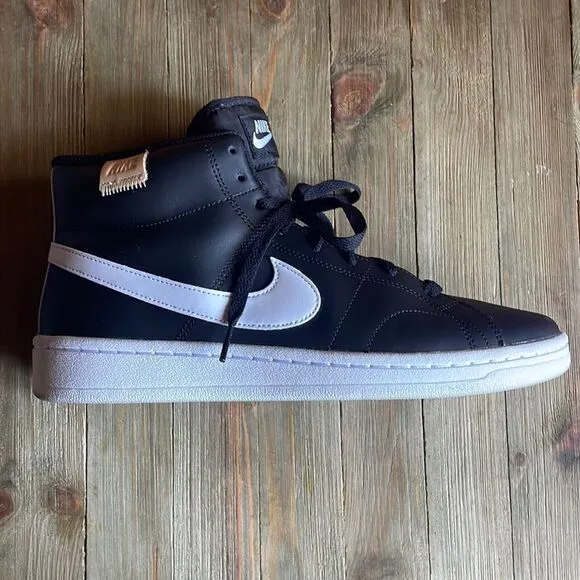 Nike Court Royale 2 Mid Men's Hightop Black Onyx White Swoosh Lounge Sneakers