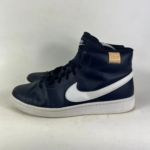 Nike Court Royale 2 Mid mens size 11 blue leather white athletic sneakers shoes