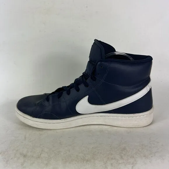 Nike Court Royale 2 Mid mens size 11 blue leather white athletic sneakers shoes