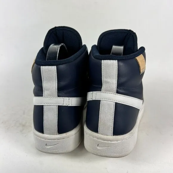 Nike Court Royale 2 Mid mens size 11 blue leather white athletic sneakers shoes