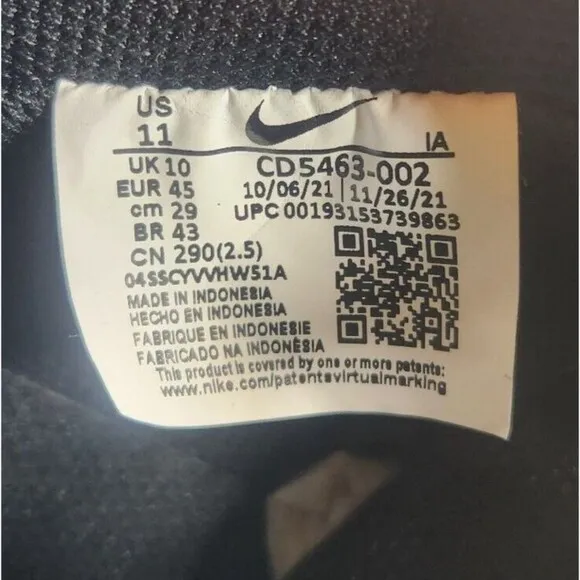 Nike Court Vision Lo Mens Sz 11 Triple Black Athletic Sneakers Shoes CD5463-002