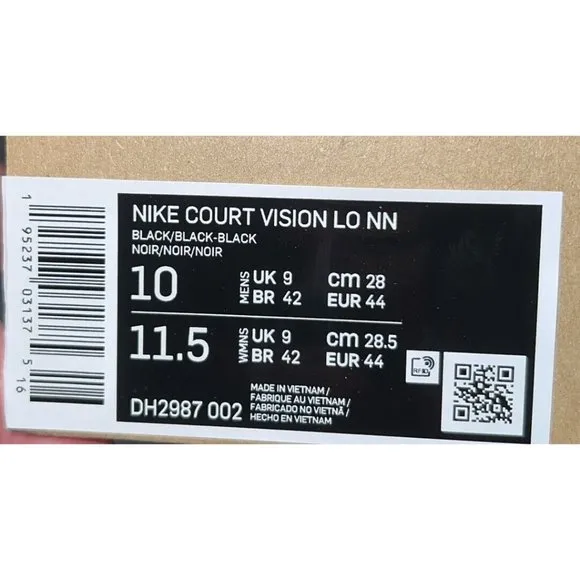 Nike Court Vision Lo NN Mens Athletic Shoes Sneakers Size 10 Triple Black