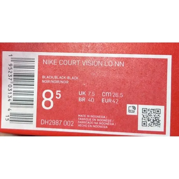 Nike Court Vision Lo NN Mens Athletic Shoes Sneakers Size 8.5 Triple Black