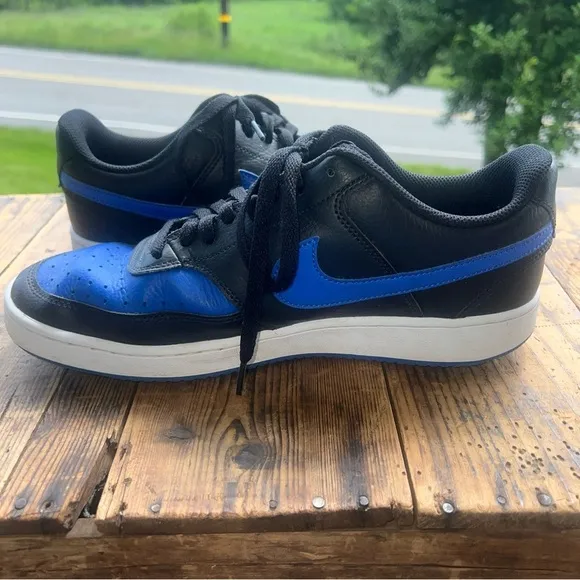 Nike Court Vision Low Mens 10 Black Game Royal Basketball Shoes DM8681-001