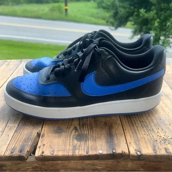 Nike Court Vision Low Mens 10 Black Game Royal Basketball Shoes DM8681-001