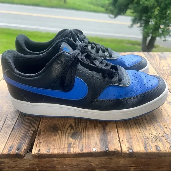 Nike Court Vision Low Mens 10 Black Game Royal Basketball Shoes DM8681-001