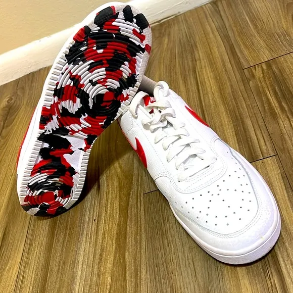 Nike Court Vision Low Swooshfetti Shoes Sneakers White Red DM7588-100Men’s shoes