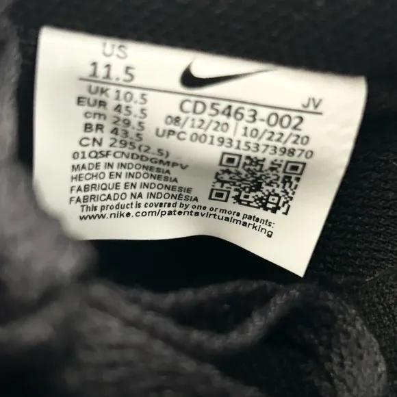 Nike Court Vision Low Triple Black size 11.5 CD5463-002 2021 WORN ONCE