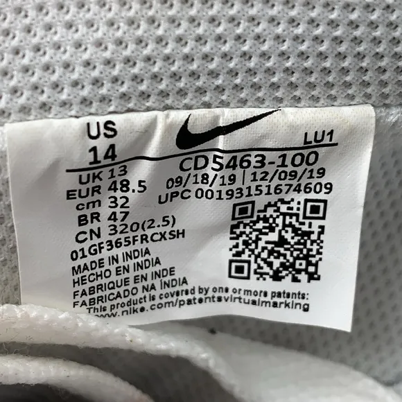 Nike Court Vision Low Triple White Shoes CD5463-100 Men's Sz 14