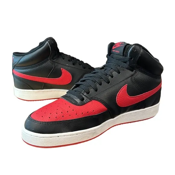 Nike Court Vision Mid #DM8682-001 Black Red University Men's Basketball Shoes 10