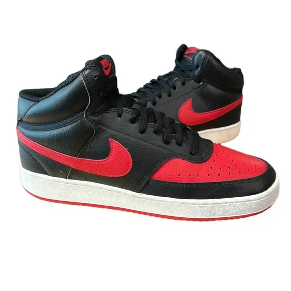 Nike Court Vision Mid #DM8682-001 Black Red University Men's Basketball Shoes 10