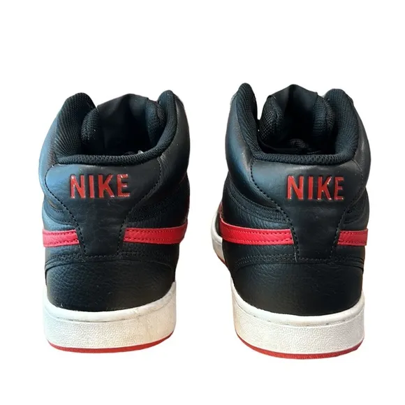 Nike Court Vision Mid #DM8682-001 Black Red University Men's Basketball Shoes 10
