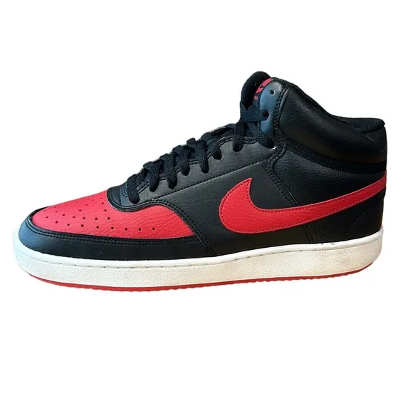Nike Court Vision Mid #DM8682-001 Black Red University Men's Basketball Shoes 10