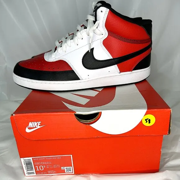 Nike Court Vision Mid NBA  University Red/White/Black  10.5M/12W