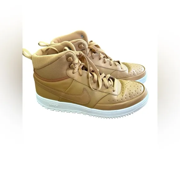Nike Court Vision Mid Winter Boots Shoes Elemental Gold Tan DR7882 Mens Size 10