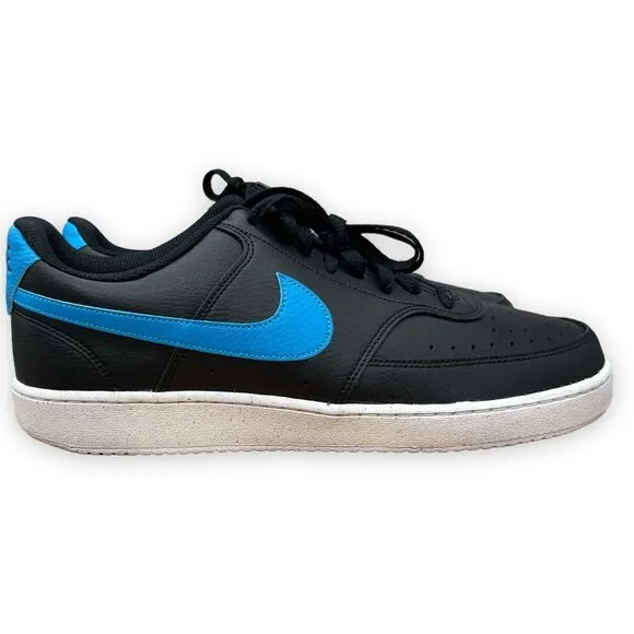 Nike Court Vision Shoes Mens 12 Black Blue Swoosh Sneakers DH2987‎ Low NN