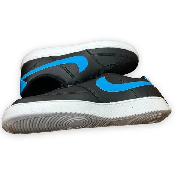 Nike Court Vision Shoes Mens 12 Black Blue Swoosh Sneakers DH2987‎ Low NN