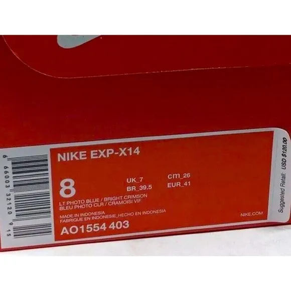 NIKE EXP-X14 AO1554 Photo Blue Gray Run Gym Shoes Mens Size 8 New Box Fast Ship