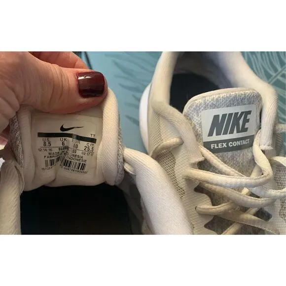 NIKE FLEX CONTACT white gray SNEAKER GYM SHOES sz 8.5