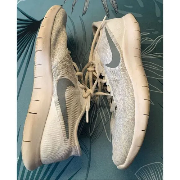 NIKE FLEX CONTACT white gray SNEAKER GYM SHOES sz 8.5
